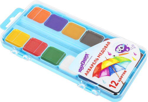 Краски акварельные Юнландия Юнландик-Художник медовые 12 цветов Классические пластик