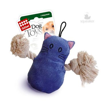 Игрушка для собак GiGwi Кот с пищалкой 15см, серия CATCH & FETCH