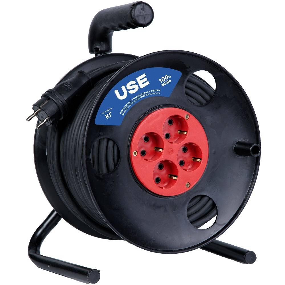Удлинитель силовой USE КГ 3500 Вт  50м на катушке с заземлением   USE303-040