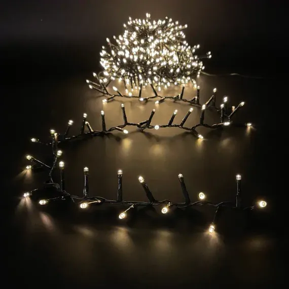 Светодиодная нить Snake Light 1000 теплых белых ламп, 20 м., 24В, 8 режимов, зеленый провод, для елки 230-260 см., Christmas DeLuxe (83783)