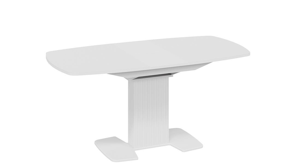 Стол кухонный обеденный раздвижной Белый глянец/Стекло глянцевое белое 130(162)х80х75 см