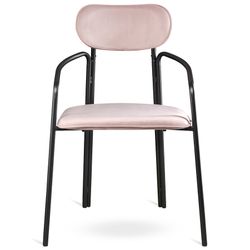 Набор из 2 стульев Ror, Round, велюр, черный/розовый