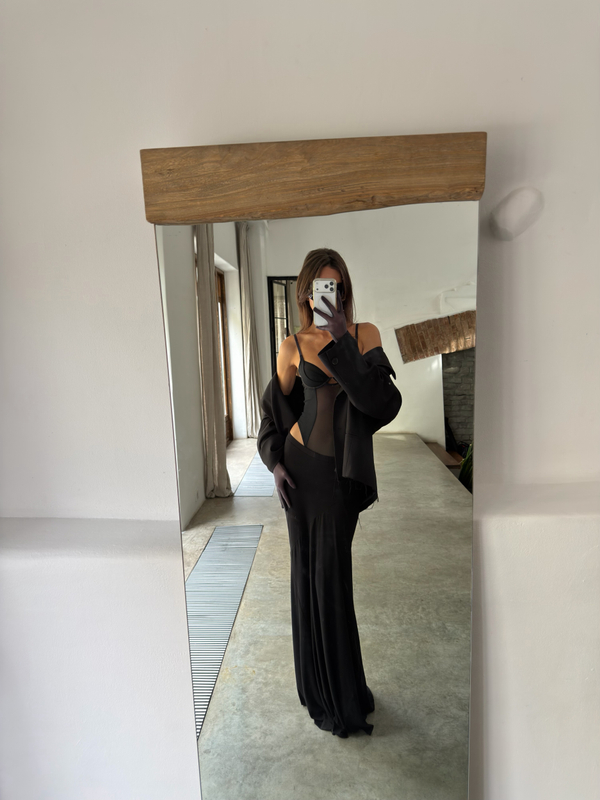Боди rose mesh black