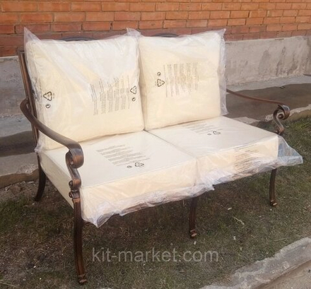 Диван двухместный из литого алюминия Venice, античная бронза