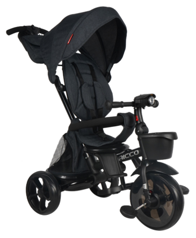 Детский трехколесный велосипед с ручкой Tech Team RICCO черный