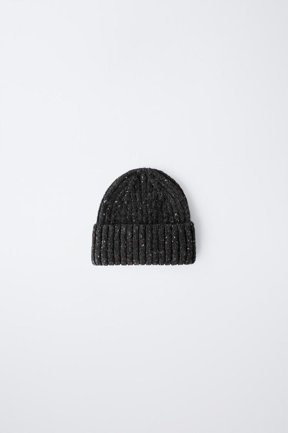 ZARA ШАПКА БИНИ С ОТДЕЛКОЙ ИЗ ШЕРСТИ, СЕРЫЙ