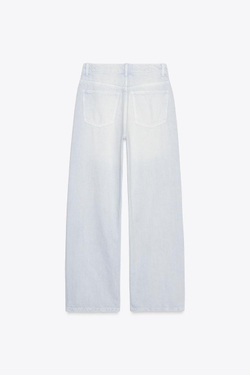 ZARA ДЖИНСЫ TRF WIDE LEG СО СРЕДНЕЙ ПОСАДКОЙ, ГОЛУБОЙ