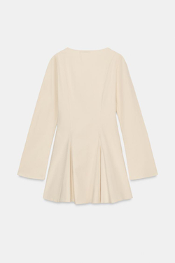 ZARA КОРОТКОЕ ПЛАТЬЕ С РАСКЛЕШЕННОЙ ЮБКОЙ, ПЕСОЧНЫЙ