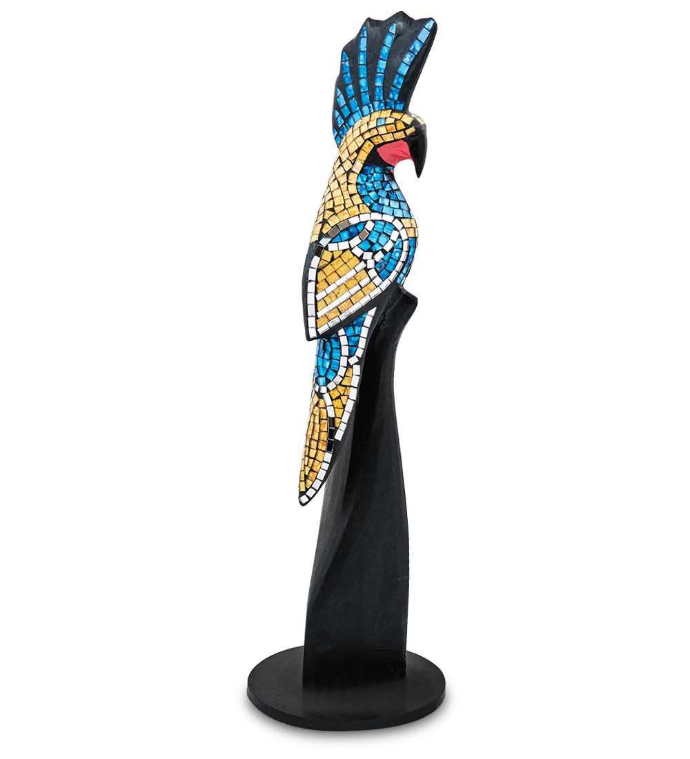 23-030-05 Н-р статуэток из трех «Какаду» дерево+стекл.мозаика (50,40,30 см)