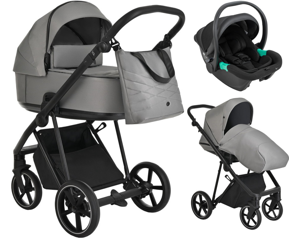 Детская коляска Roan Sol 3 в 1 с автокреслом Pituso Santiso Pro RSL/1011 Cloud Grey