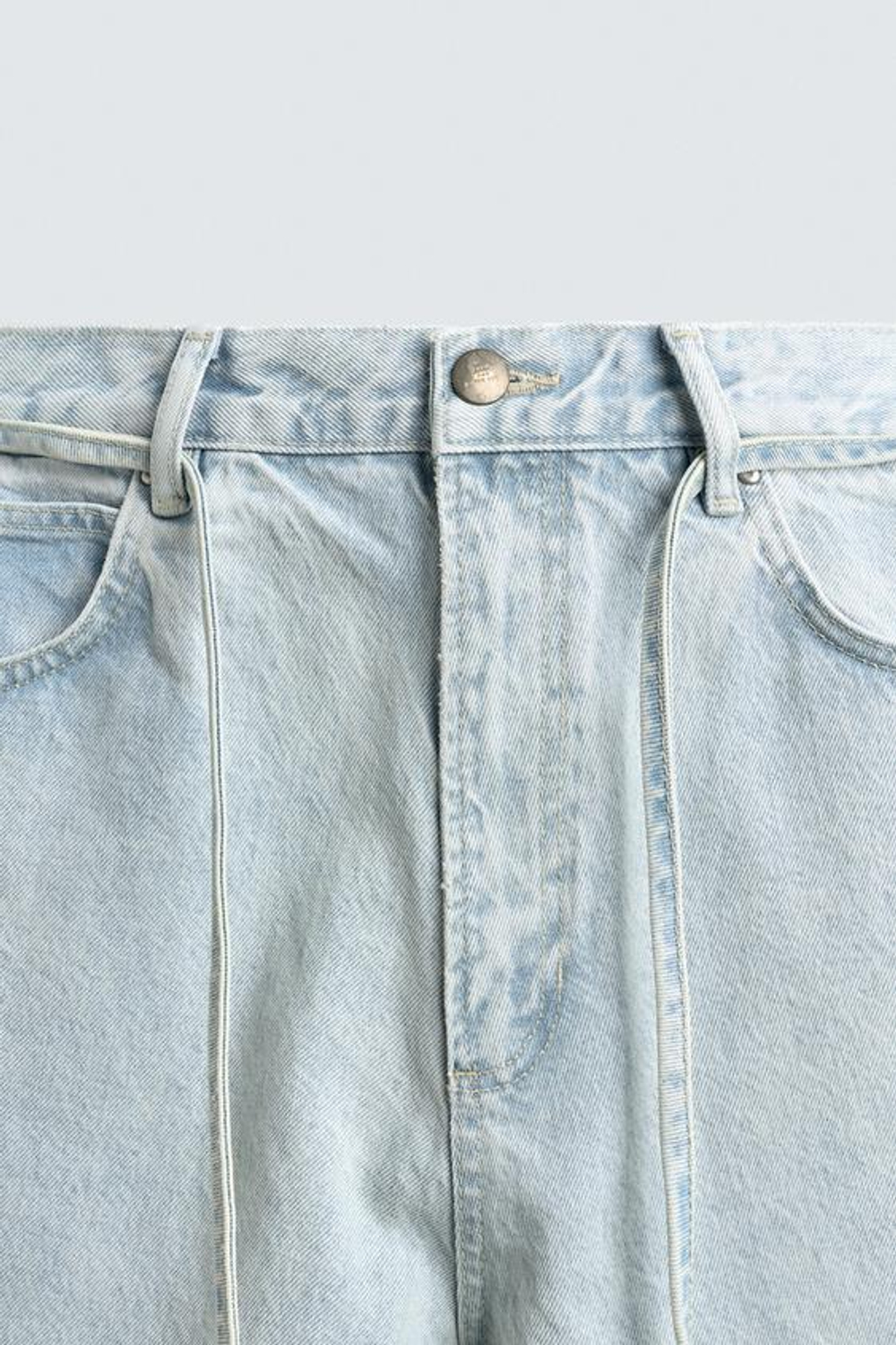 ZARA ДЖИНСОВЫЕ ШОРТЫ BAGGY С ВЫШИВКОЙ, ГОЛУБОЙ