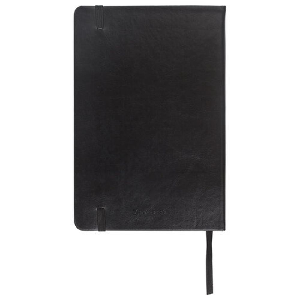 Блокнот в клетку с резинкой А5 (148x218 мм), 80 л., под кожу черный BRAUBERG "Metropolis Special", 111577