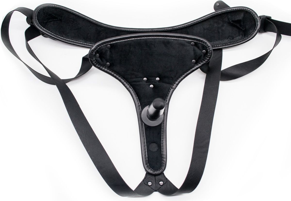 Вибрострапон Woman Midi с вагинальной пробкой - 22 см. (Цвет: телесный с черным)