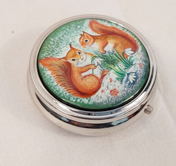 Таблетница с ручной росписью Палех "Белочки"