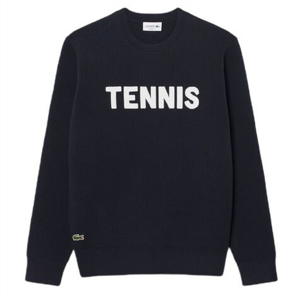 Куртка теннисная Lacoste Jacquard Tennis Crew Neck - black/white