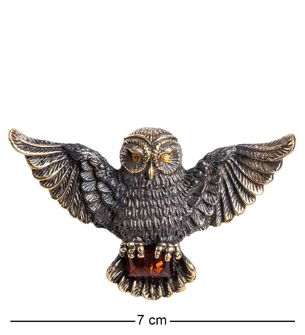 AM-1104 Магнит «Сова» (латунь, янтарь)