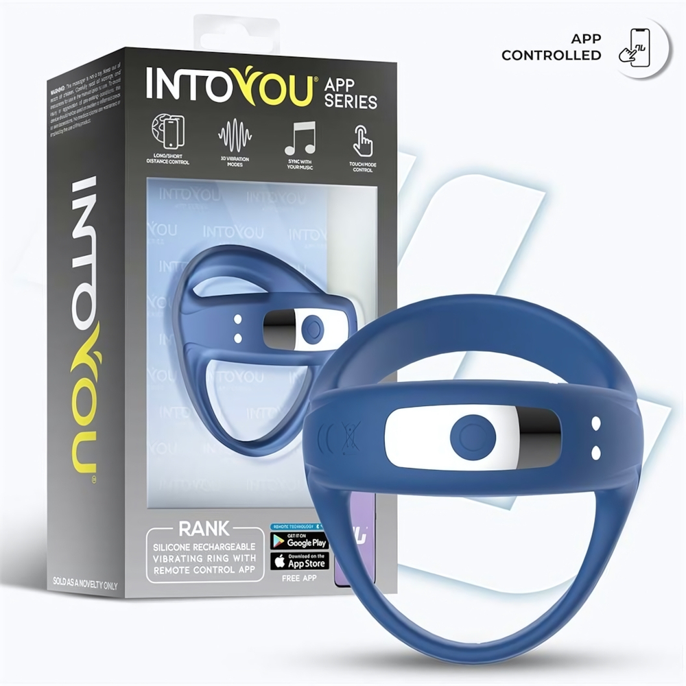 Синее интерактивное эрекционное виброкольцо Rank (Цвет: синий)
