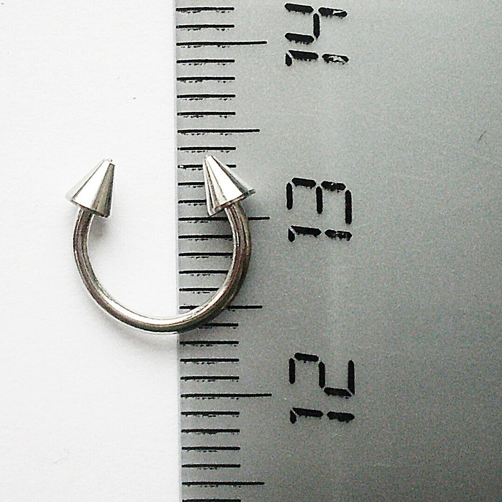 Подкова для пирсинга, диаметр 8 мм, с конусами 3 мм, толщина 1,2 мм. Медицинская сталь.