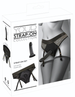 Черный женский страпон Strap-on Set: трусики и насадка (Цвет: черный)