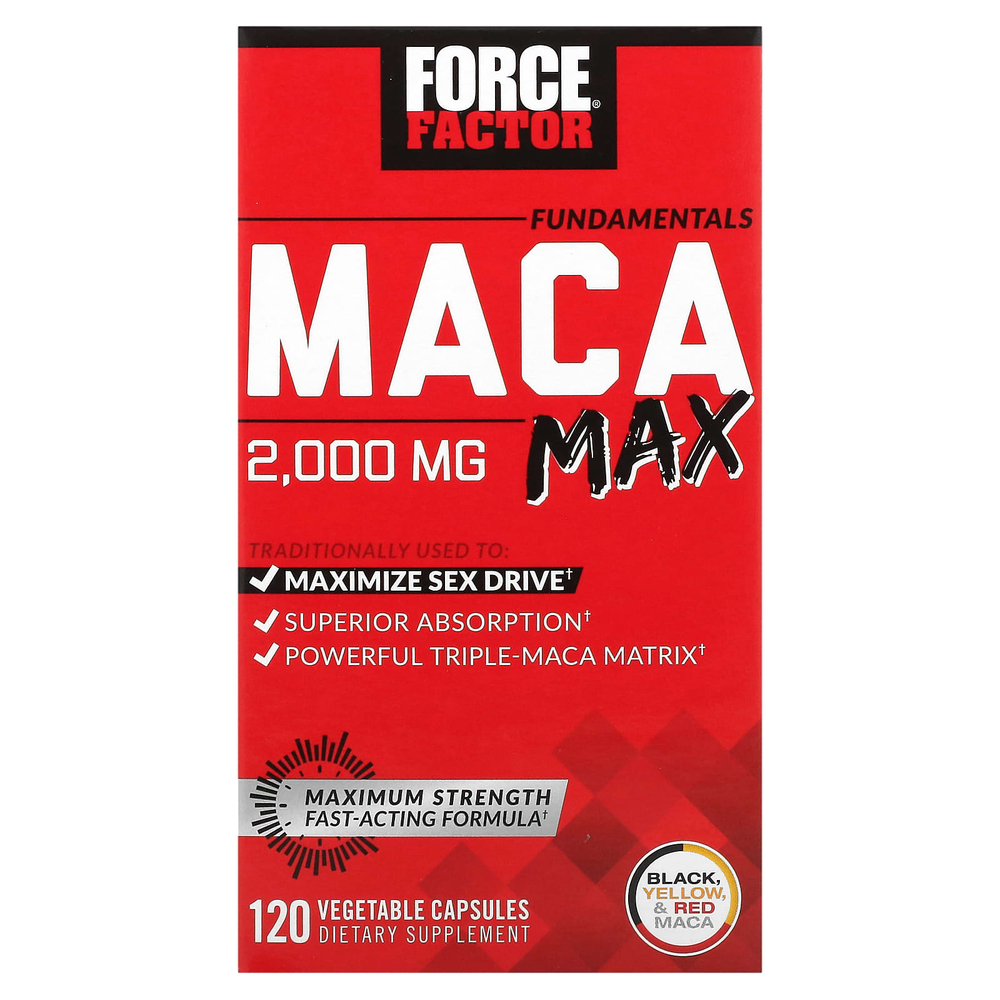 Force Factor, Fundamentals, Maca Max, 120 растительных капсул