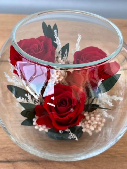 натуральные кустовые розы в стекле, вакуум