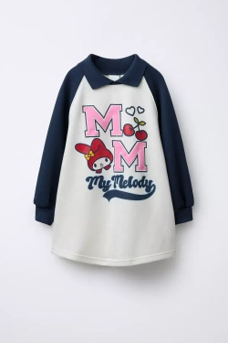 ZARA ПЛАТЬЕ ИЗ МЯГКОЙ ТКАНИ С РУКАВАМИ РЕГЛАН MY MELODY © SANRIO, ЭКРЮ