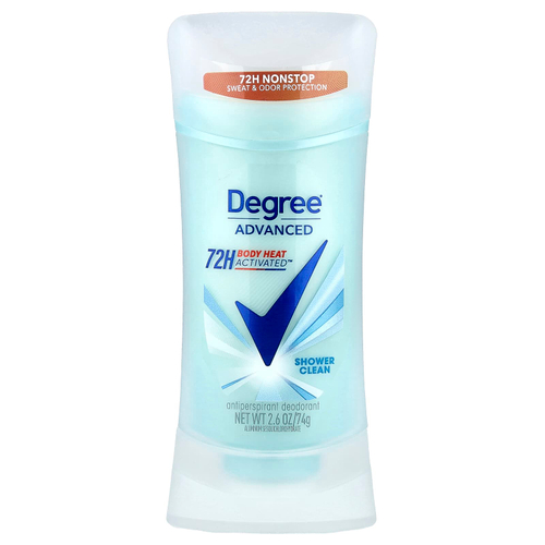 Degree, Advanced, 72H Body Heat Activated™, дезодорант-антиперспирант, очищение для душа, 74 г (2,6 унции)