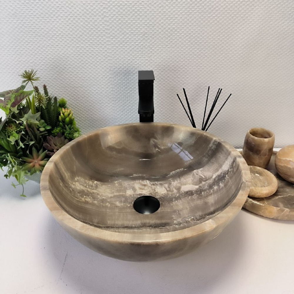 Раковина из оникса Bowl Grey TinLip BO-63003 45*45*15 43