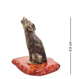 Народные промыслы AM-1407 Фигурка «Волк « (латунь, янтарь)