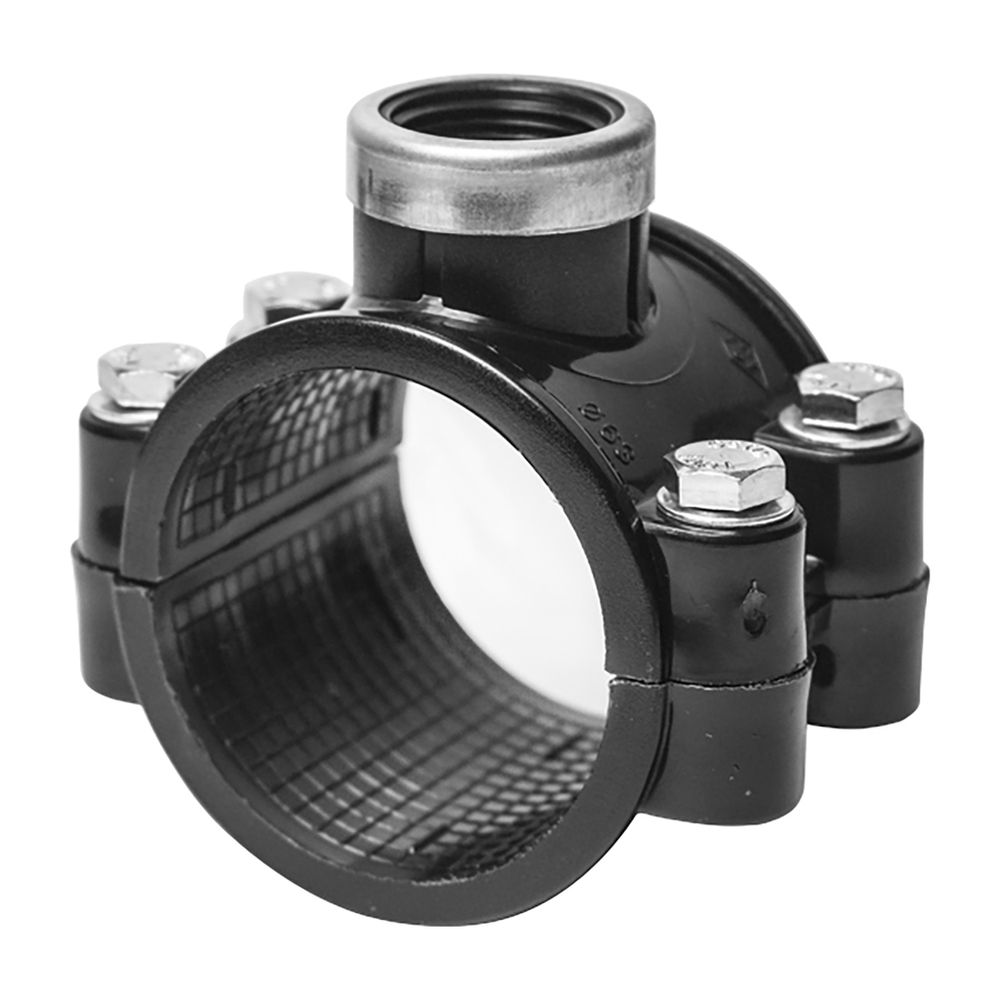 Седелка ПЭ с внут. труб. резьбой 200 - 1" 4 болта(обж.) усиленная POELSAN