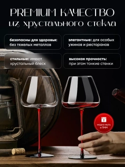 Набор бокалов для вина на длинной ножке 2 шт