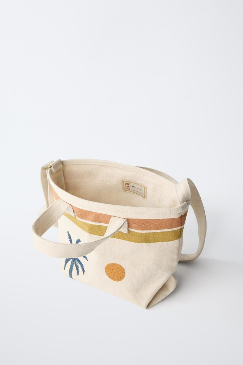 ZARA СУМКА-ШОПЕР С ПРИНТОМ, ЭКРЮ