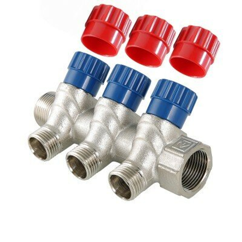 Коллектор для водоснабжения с регулирующими вентилями VALTEC 1* х 1/2* - 3 отвода