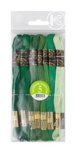 Нитки мулине набор "Цветик-семицветик", №5-Зеленый лепесток, 7*10м, 100% хб