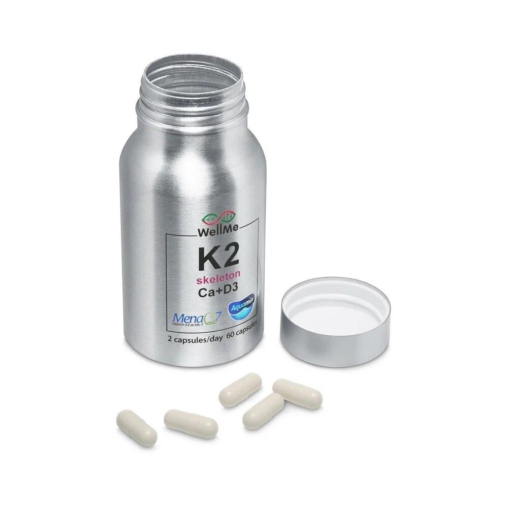 WellMe Комплексная добавка пищевая К2 skeleton Ca+D3, (60 капсул, 500 мг)