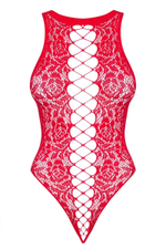 Эффектное боди с имитацией шнуровки (Размер: S-M-L) (Цвет: красный)