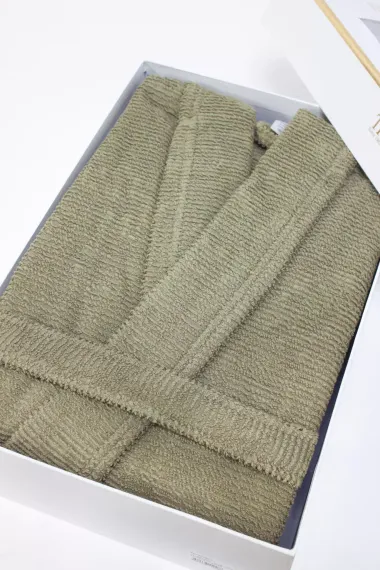 Мужской  махровый халат  NATURAL SLIM  хаки Tivolyo Home