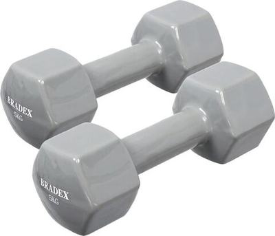 Набор гантелей обрезиненных по 5 кг серые , 2 шт.