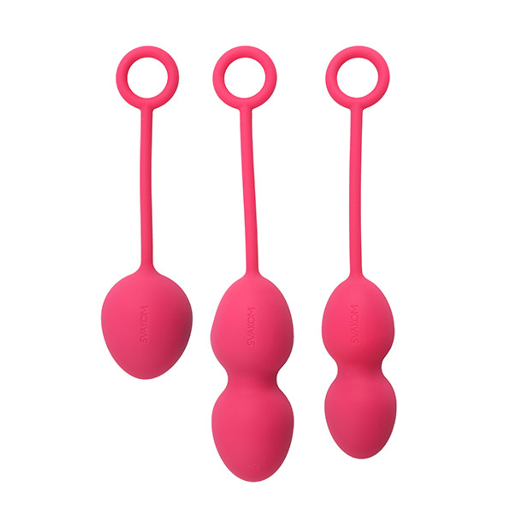 Набор розовых вагинальных шариков со смещенным центром тяжести Svakom Nova Ball Weighted Kegel with Cord Set SSYB-01-PMR
