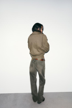 ZARA ДЖИНСЫ TRF WIDE-LEG С НИЗКОЙ ПОСАДКОЙ, СВЕТЛЫЙ ХАКИ