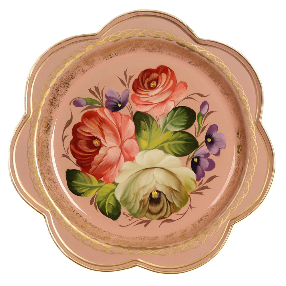 Жостовский поднос декоративный, размер 18 см (A1), металлический