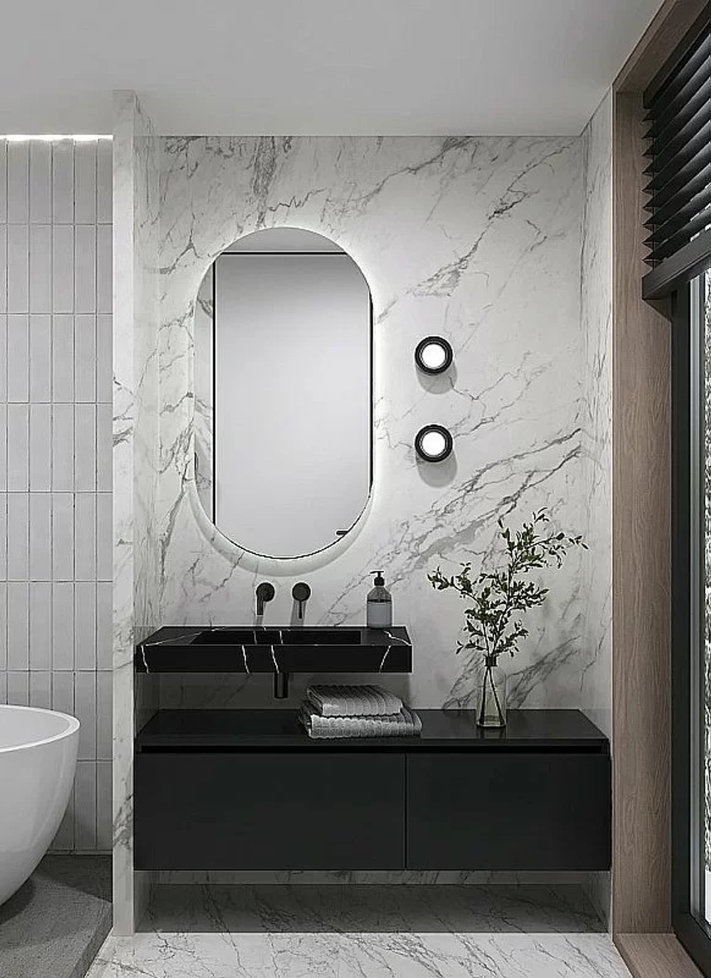 Раковина-моноблок Armadi Art Flat Nero Marquina 859-080-NM черный мрамор