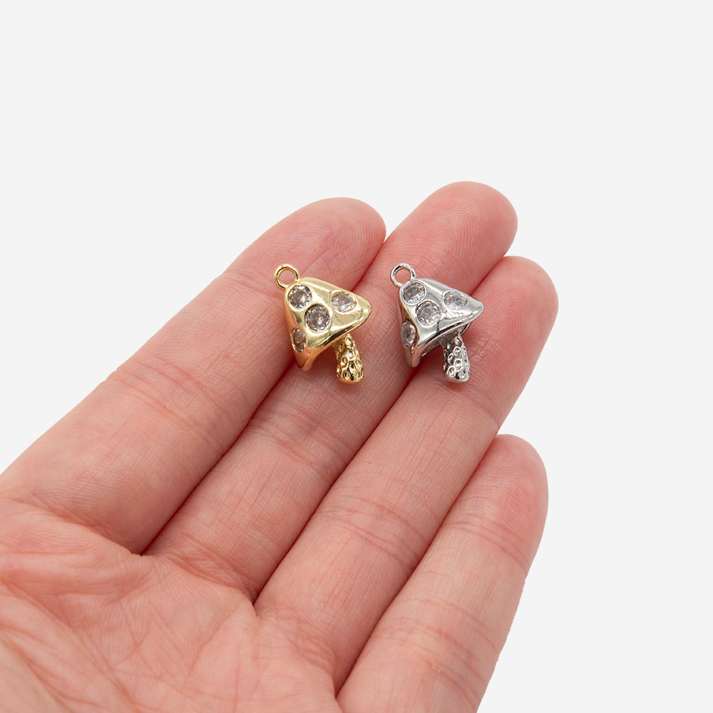 Подвеска "Мухомор", 18*12,5мм, фианиты, родирование