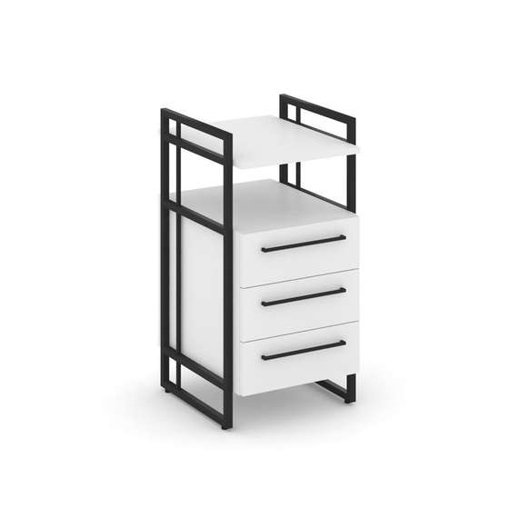 Rift Direct Тумба приставная RF.TPRR-001 Белый Бриллиант/Металл Черный/Черный Ручки 424*500*821