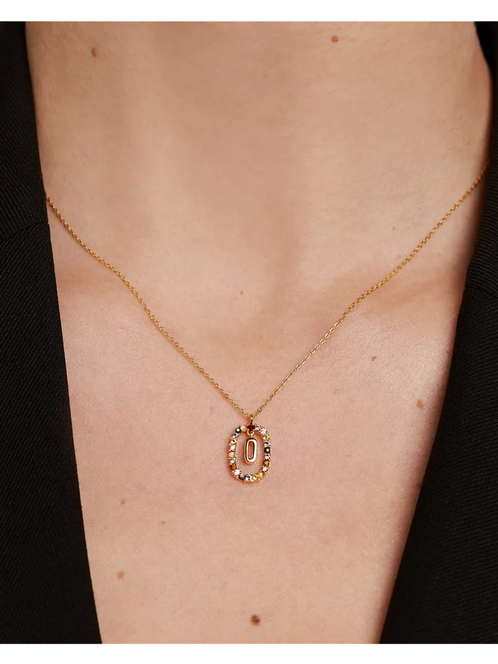 Колье Буква O серебро 925 пробы покрытое золотом