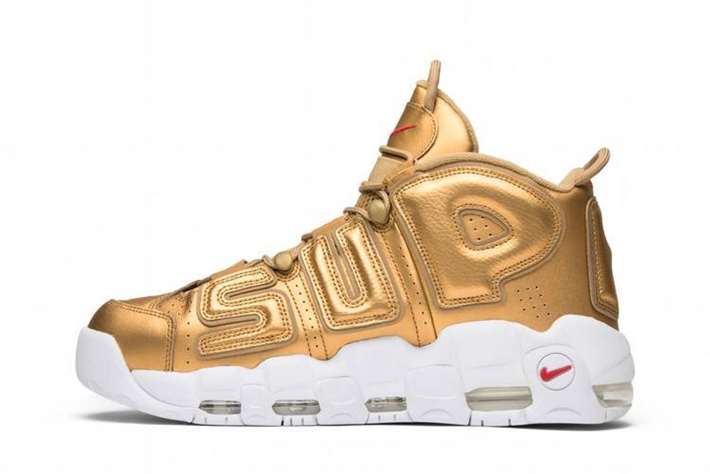 Кроссовки Supreme X Nike Air More Uptempo Metallic Gold