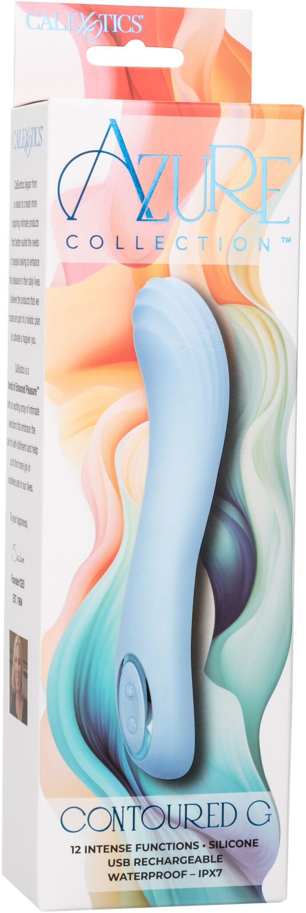 Голубой изогнутый вибромассажер Contoured G - 22,7 см. (Цвет: голубой)