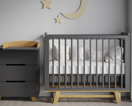 Кроватка для новорождённых Incanto ANNIKEN с продольным маятником (в т.ч. приставная) цвет графит/бук