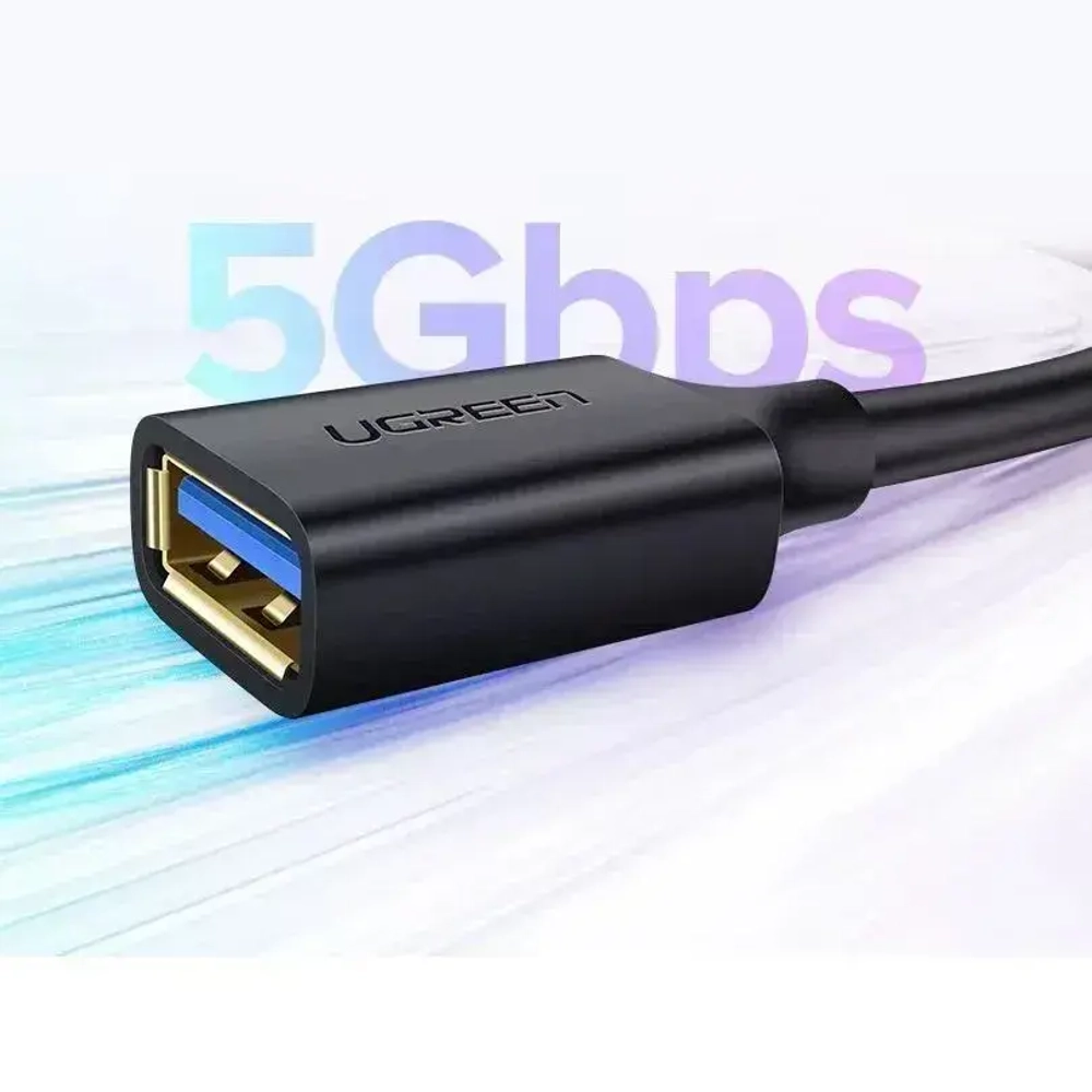 Удлинитель кабеля USB 3.0 Ugreen US129 30126 USB-A 3.0(M) to USB-A 3.0(F) 1.5 м, преимум качество, черный