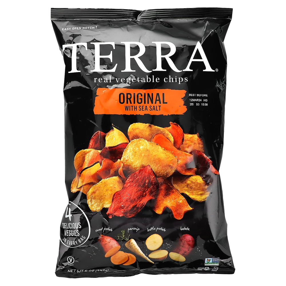 Terra, настоящие овощные чипсы, оригинальные, с морской солью, 141 г (5 унций)
